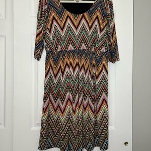 Avenue Colorful Chevron Long Sleeve Dress